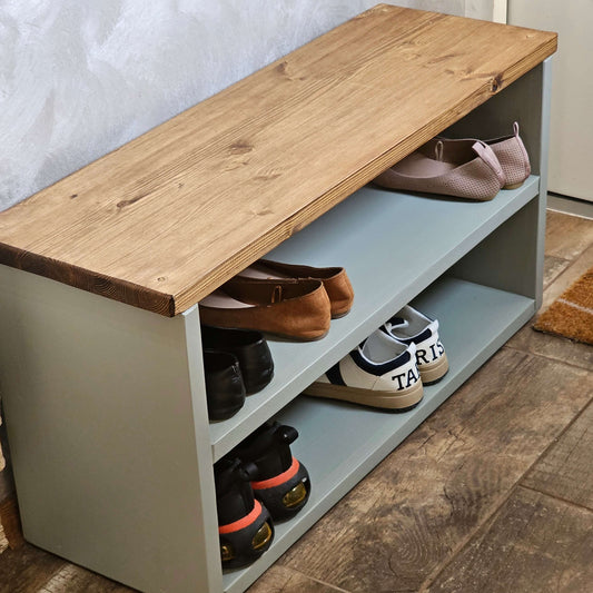 Wooden Shoe Storage Bench Wide - 94 cm by 30 cm by 45 cm
