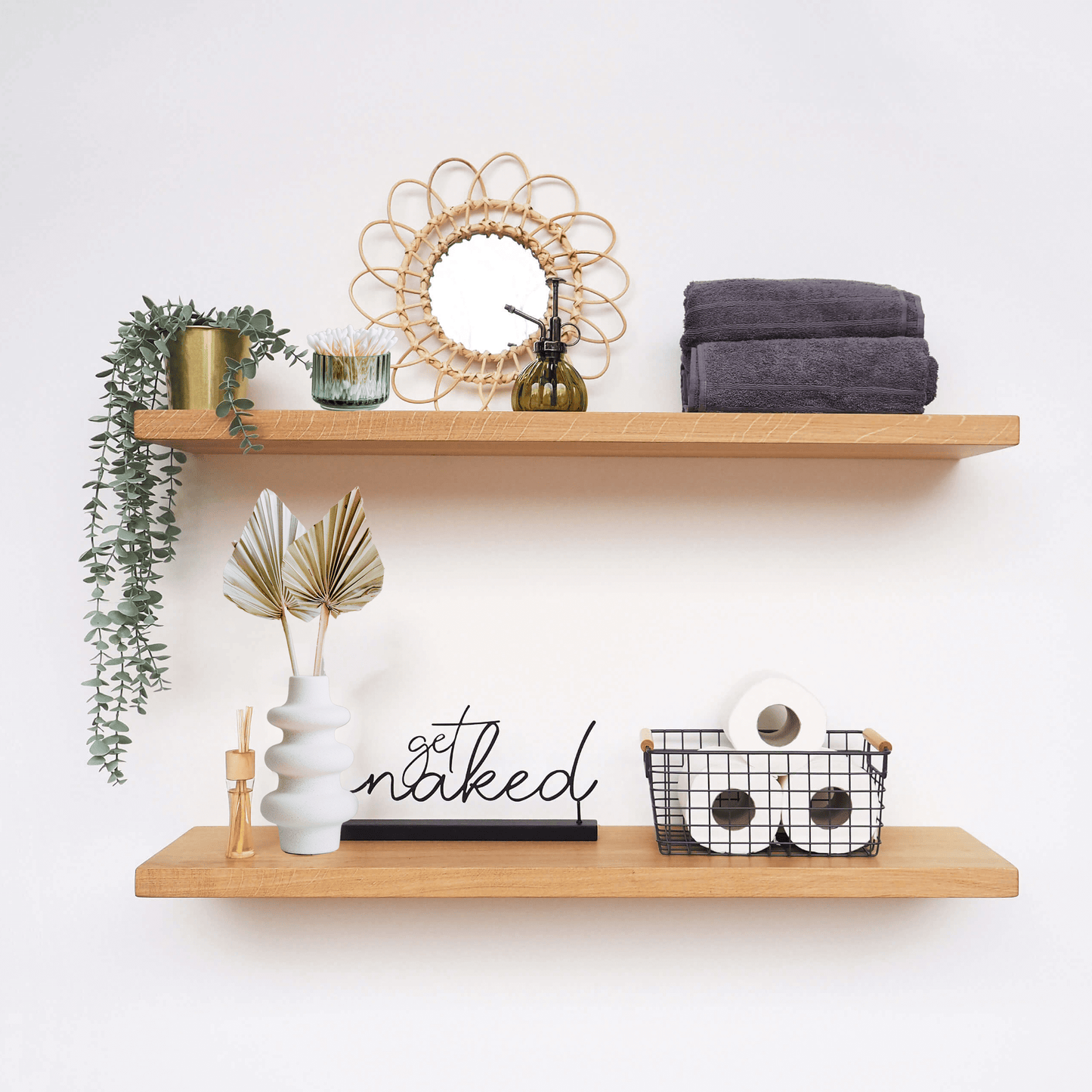 Solid Wood Floating Shelves 39 cm by 22 cm