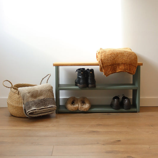 Wooden Shoe Storage Bench Narrow - 138 cm by 22 cm by 55 cm