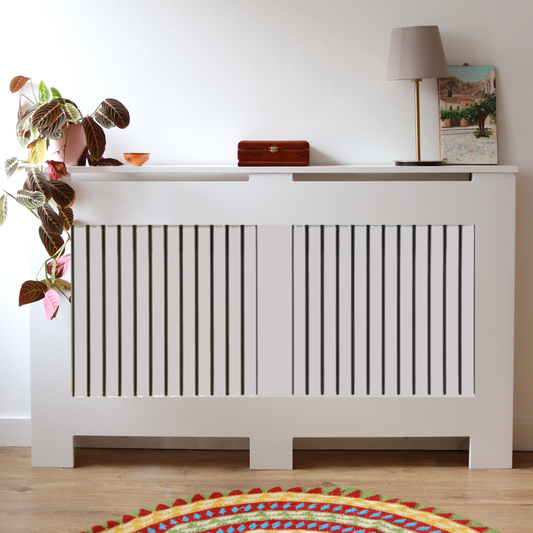 Custom Sized Radiator Cover: Narrow Gap Vertical Slats - 83 cm by 15 cm by 86 cm